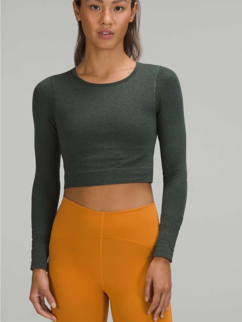 Lululemon Ebb to Street Long Sleeve Shirt Smoked Spruce, Size 4 W3DZNS